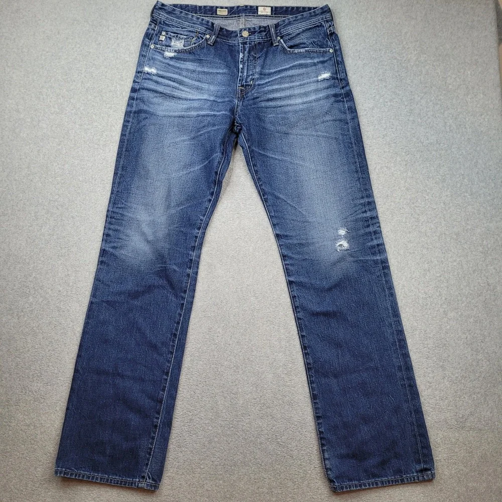 AG Adriano Goldschmied Protege Straight Leg Jeans Mens 33x34 Distressed Denim